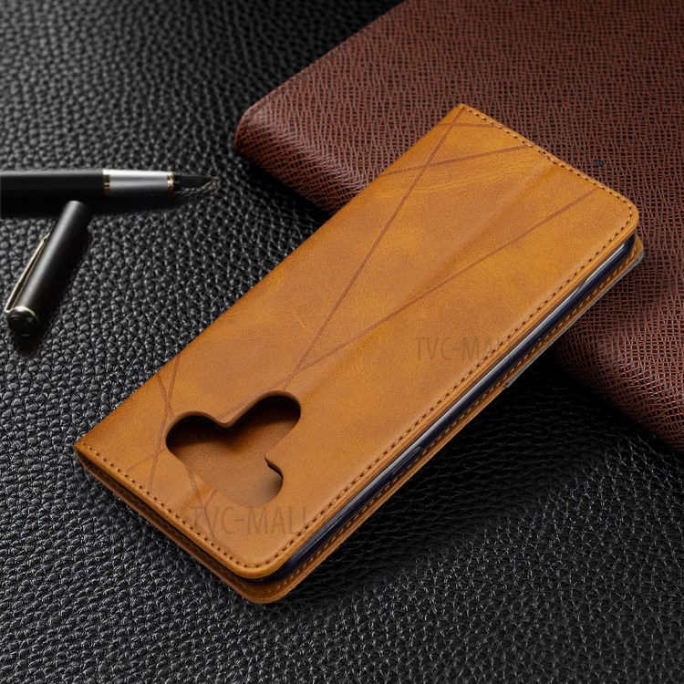 Geometric Pattern Shell Leather Case for LG K51 - Brown-9
