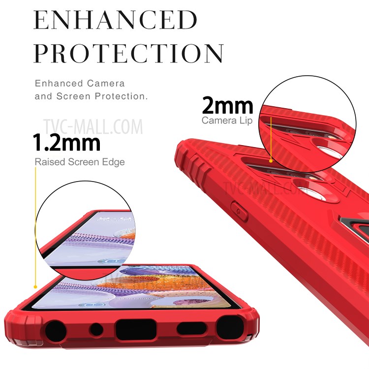 Fingerring Kickstand TPU Shell Fall Für LG Stylo 6 - Rot-4