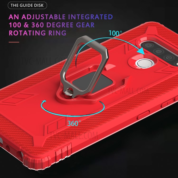 Fingerring Kickstand TPU Shell Fall Für LG Stylo 6 - Rot-7