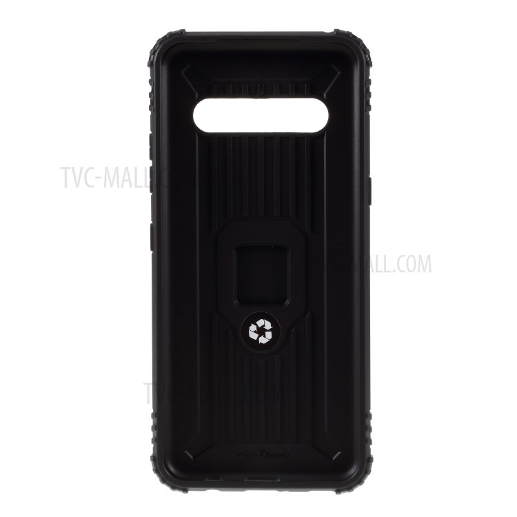 Finger Ring Kickstand Drop-proof TPU Unique Cover for LG V60 ThinQ 5G - Black-12