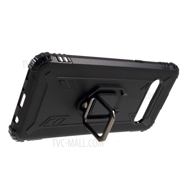 Finger Ring Kickstand Drop-proof TPU Unique Cover for LG V60 ThinQ 5G - Black-8