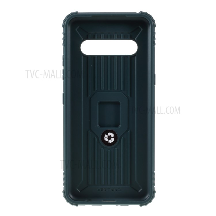 Finger Ring Kickstand Drop-proof TPU Unique Cover for LG V60 ThinQ 5G - Green-3