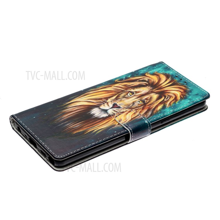 Embossed Patterned Wallet Leather Phone Cover with Strap for LG Stylo 6 - Lion-6
