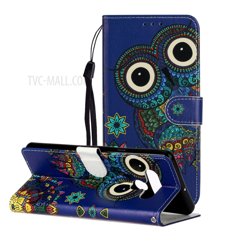 Embossed Patterned Wallet Leather Phone Cover with Strap for LG Stylo 6 - Owl-2