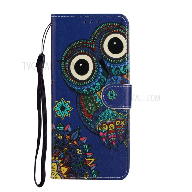 Embossed Patterned Wallet Leather Phone Cover with Strap for LG Stylo 6 - Owl-3