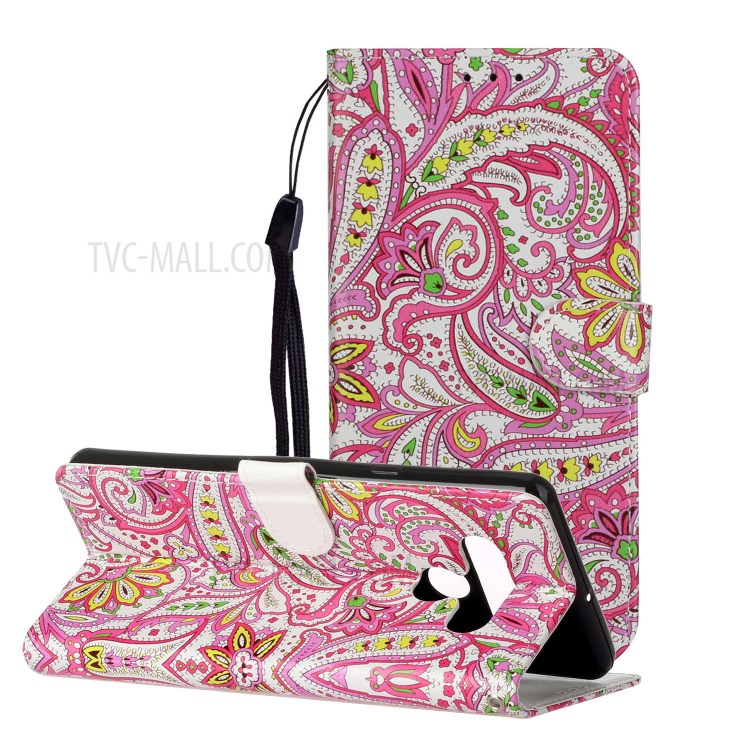 Embossed Patterned Wallet Leather Phone Cover with Strap for LG Stylo 6 - Paisley Flower-2