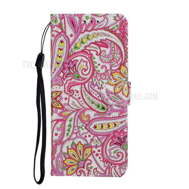 Embossed Patterned Wallet Leather Phone Cover with Strap for LG Stylo 6 - Paisley Flower-3