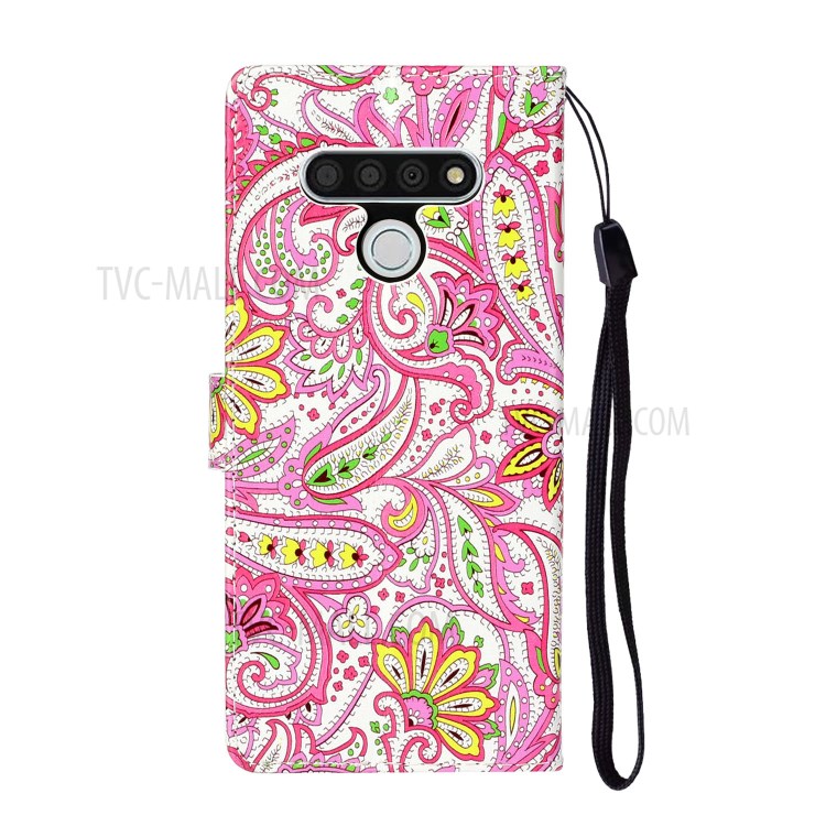 Embossed Patterned Wallet Leather Phone Cover with Strap for LG Stylo 6 - Paisley Flower-4