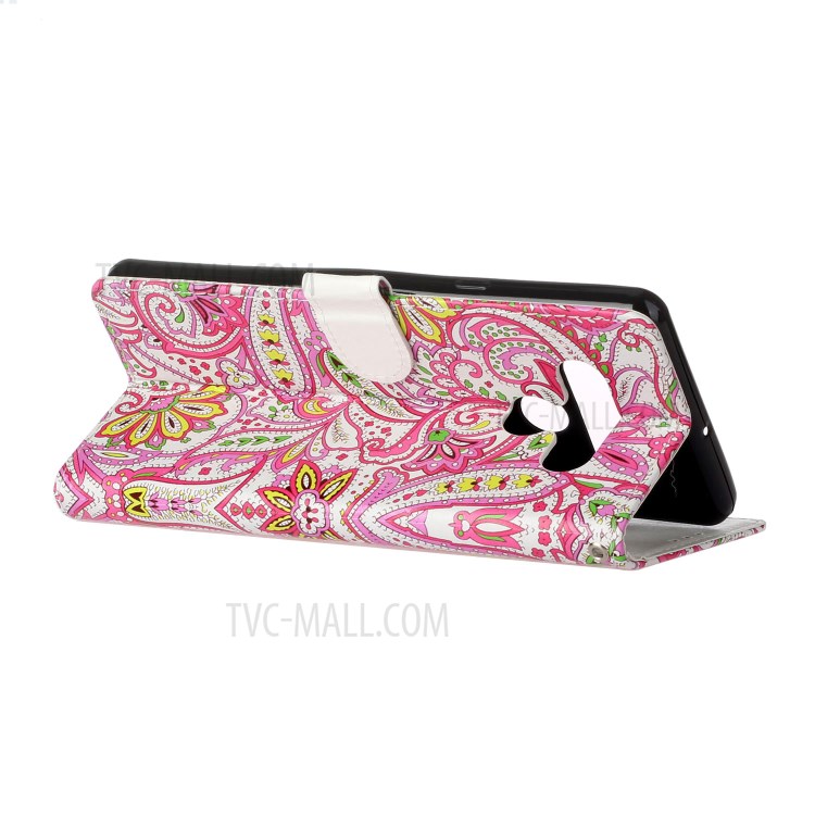 Embossed Patterned Wallet Leather Phone Cover with Strap for LG Stylo 6 - Paisley Flower-5