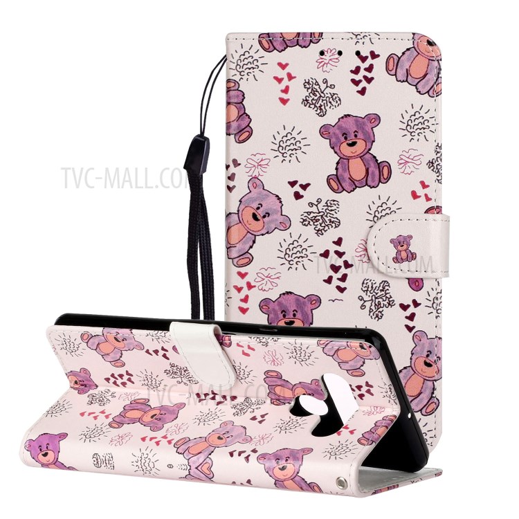 Embossed Patterned Wallet Leather Phone Cover with Strap for LG Stylo 6 - Bear-2