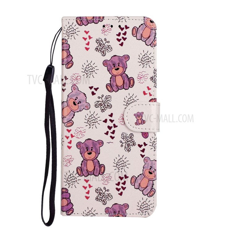 Embossed Patterned Wallet Leather Phone Cover with Strap for LG Stylo 6 - Bear-3