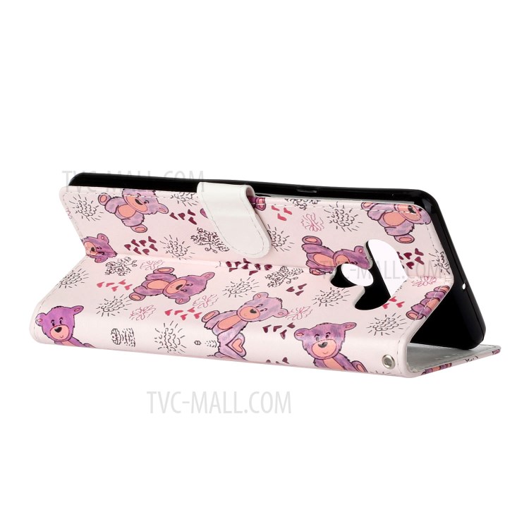 Embossed Patterned Wallet Leather Phone Cover with Strap for LG Stylo 6 - Bear-5