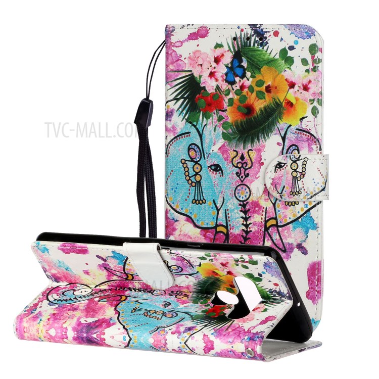 Embossed Patterned Wallet Leather Phone Cover with Strap for LG Stylo 6 - Elephant-2