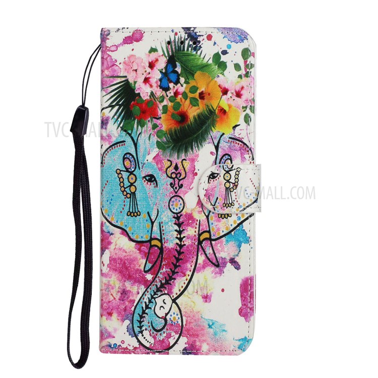 Embossed Patterned Wallet Leather Phone Cover with Strap for LG Stylo 6 - Elephant-3