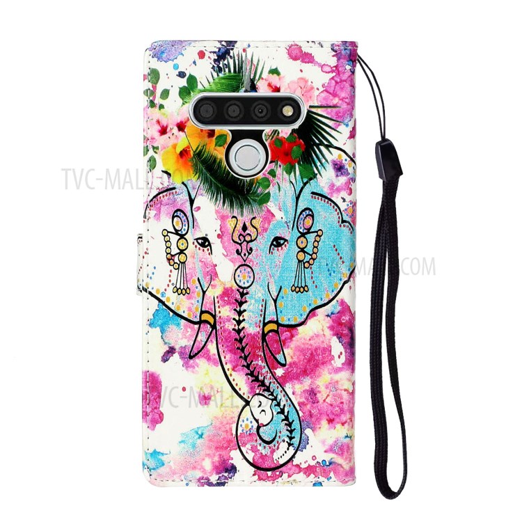 Embossed Patterned Wallet Leather Phone Cover with Strap for LG Stylo 6 - Elephant-6