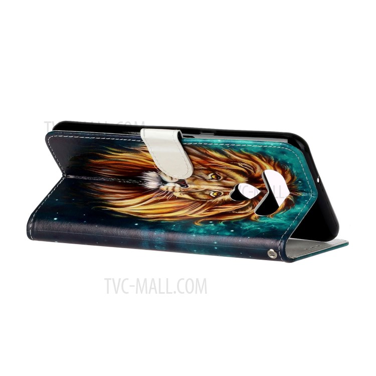 Coquille De Téléphone En Cuir Porte-monnaie À Motif Gaufré Avec Lanière Pour LG K51 - Lion-5