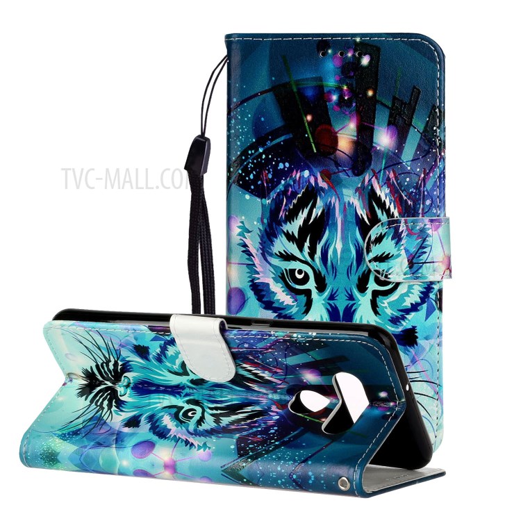 Embossed Patterned Wallet Leather Phone Shell with Strap for LG K51 - Tiger Face-2