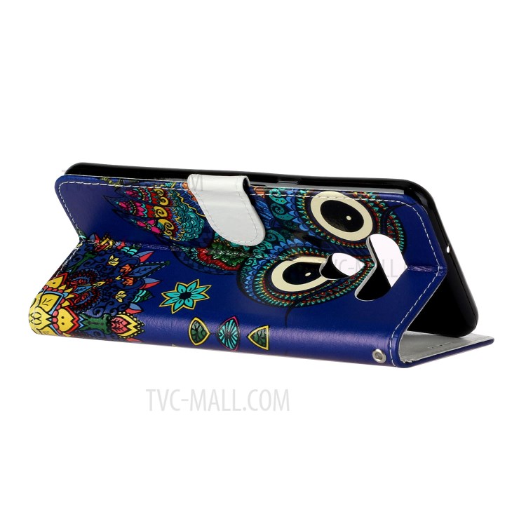 Embossed Patterned Wallet Leather Phone Shell with Strap for LG K51 - Owl-5