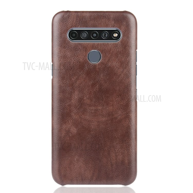 Litchi Grain PU Leather Coated Plastic Cover for LG K61 - Brown-2