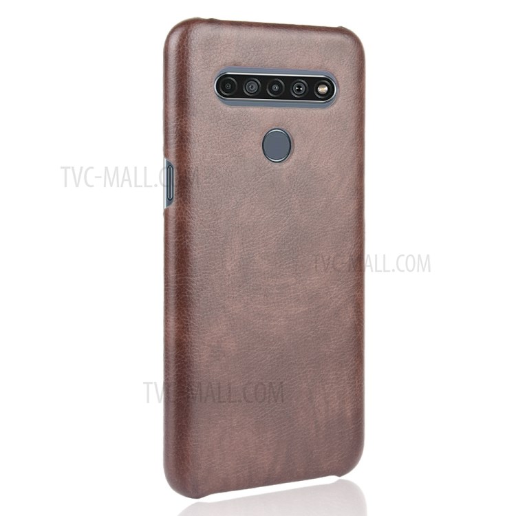 Litchi Grain PU Leather Coated Plastic Cover for LG K61 - Brown-3
