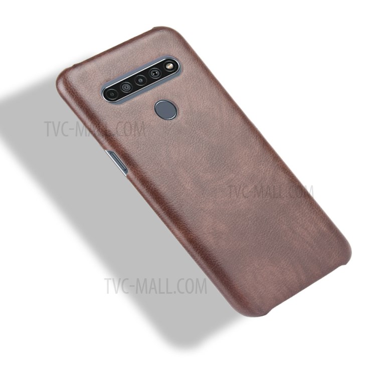 Litchi Grain PU Leather Coated Plastic Cover for LG K61 - Brown-4