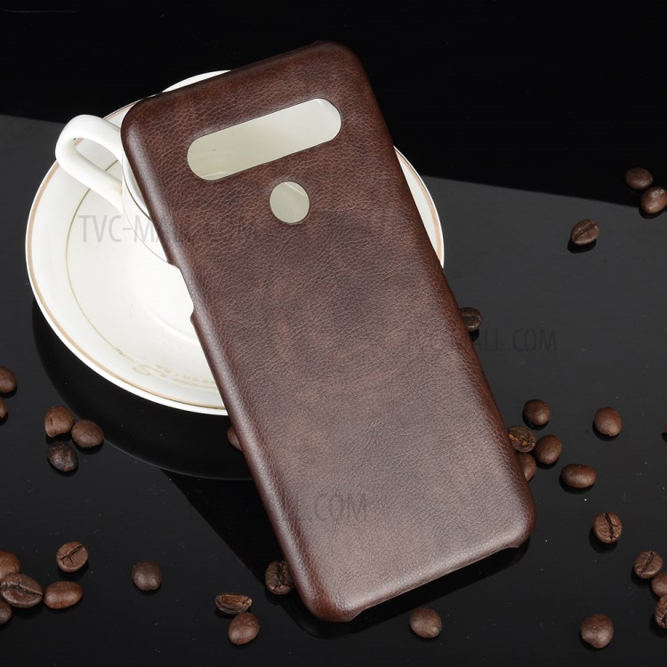 Litchi Grain PU Leather Coated Plastic Cover for LG K61 - Brown-5