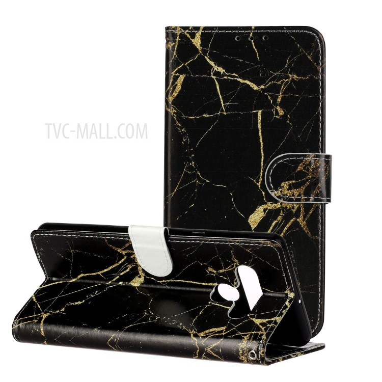 Impression De Téléphone Portable En Cuir Magnétique De La Peau Pour Samsung Galaxy S20 - Noir-1