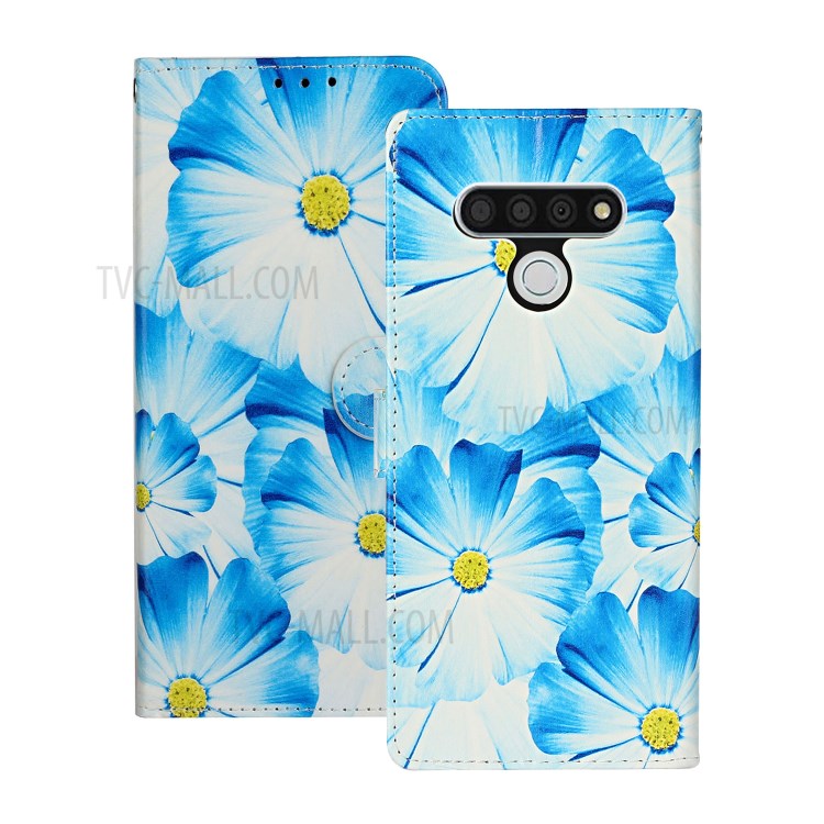Printing Skin Magnetic Leather Cell Phone Cover for LG Stylo 6 - Blue Flower-2