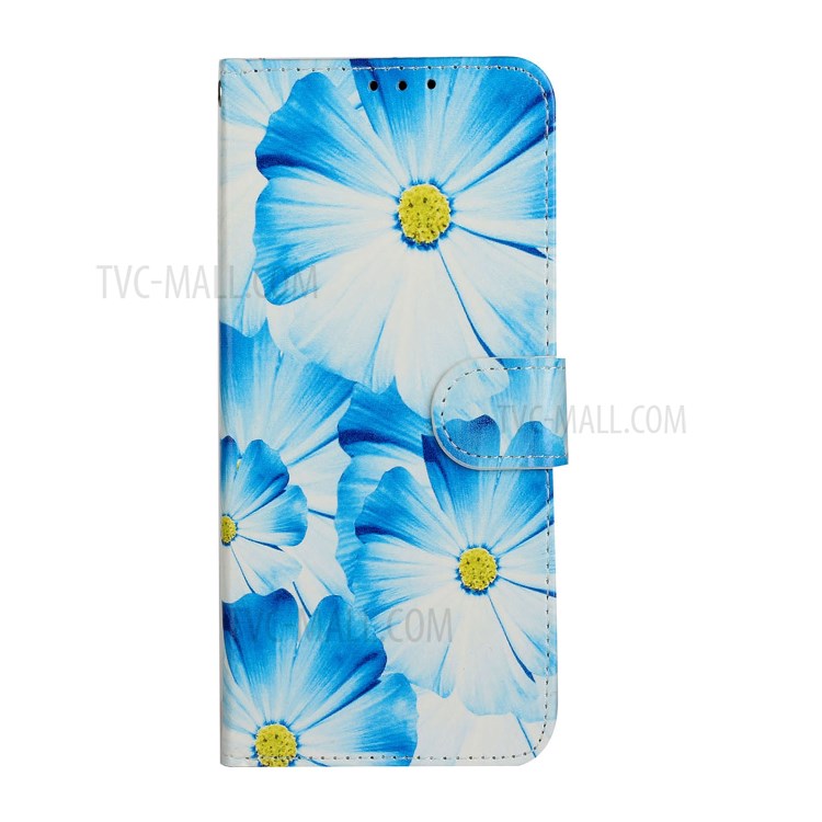 Printing Skin Magnetic Leather Cell Phone Cover for LG Stylo 6 - Blue Flower-3