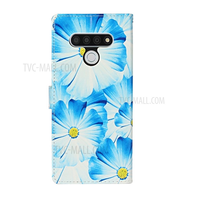 Printing Skin Magnetic Leather Cell Phone Cover for LG Stylo 6 - Blue Flower-4