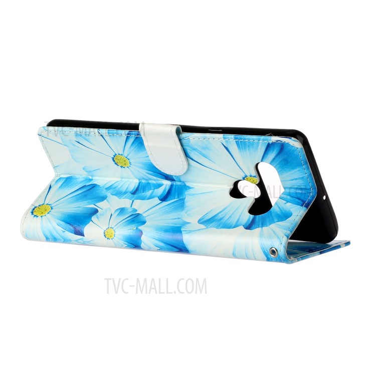 Printing Skin Magnetic Leather Cell Phone Cover for LG Stylo 6 - Blue Flower-5