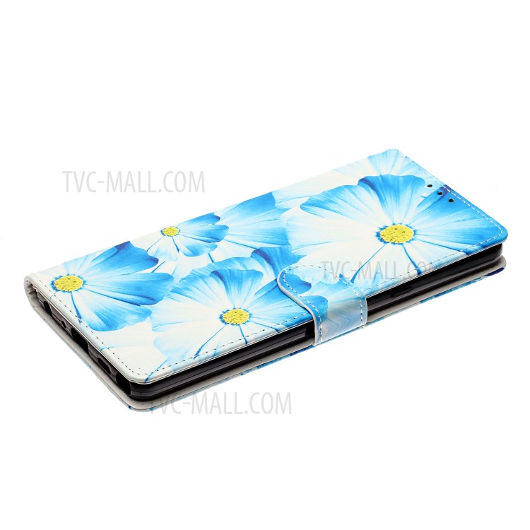 Printing Skin Magnetic Leather Cell Phone Cover for LG Stylo 6 - Blue Flower-6