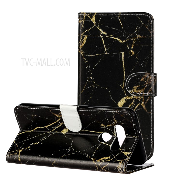 Pattern Printing Case Leather Wallet Stand Phone Cover for LG K51 - Black-1