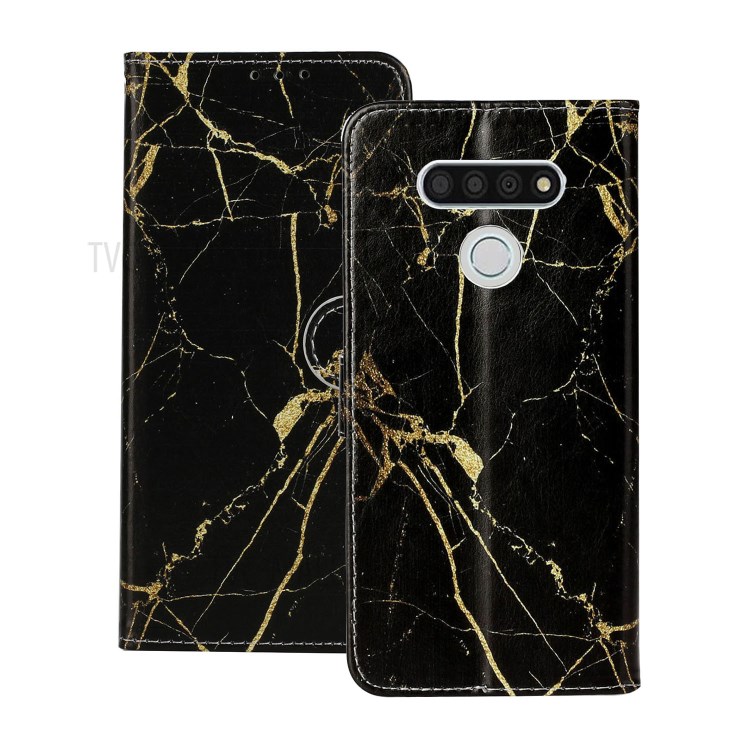 Pattern Printing Case Leather Wallet Stand Phone Cover for LG K51 - Black-2