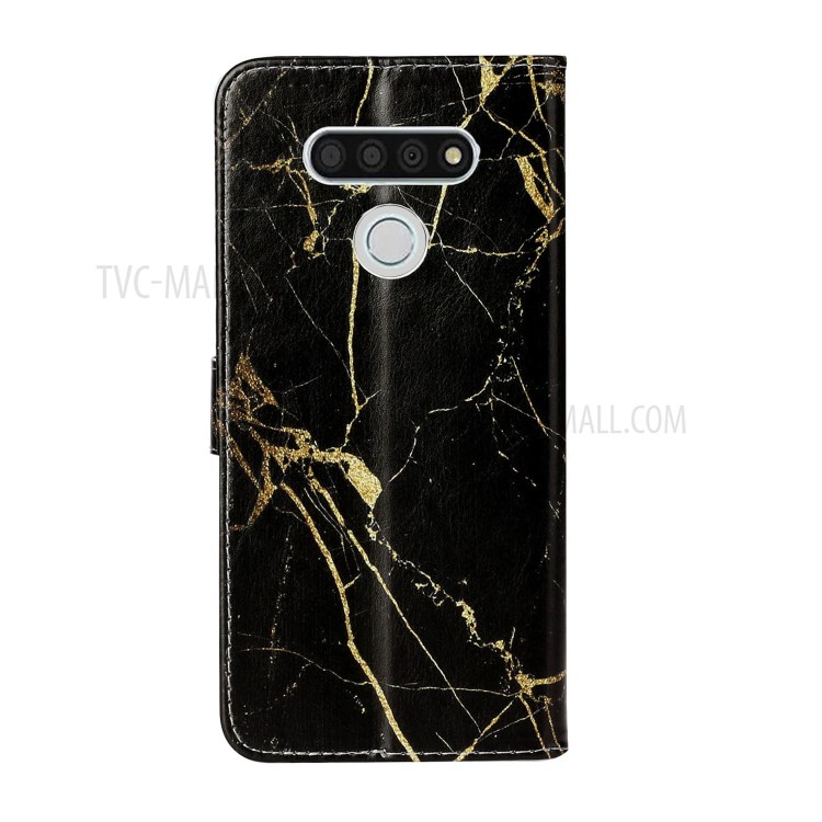 Pattern Printing Case Leather Wallet Stand Phone Cover for LG K51 - Black-4