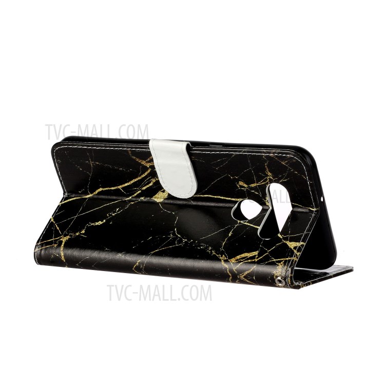 Pattern Printing Case Leather Wallet Stand Phone Cover for LG K51 - Black-5