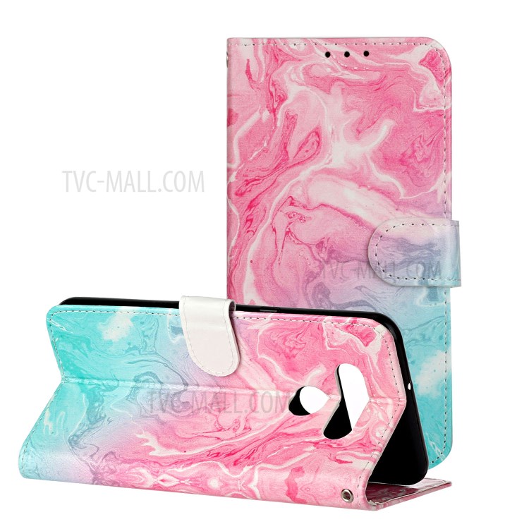 Pattern Printing Case Leather Wallet Stand Phone Cover for LG K51 - Pink/Blue-1