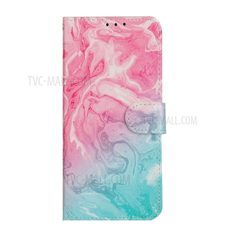 Pattern Printing Case Leather Wallet Stand Phone Cover for LG K51 - Pink/Blue-3