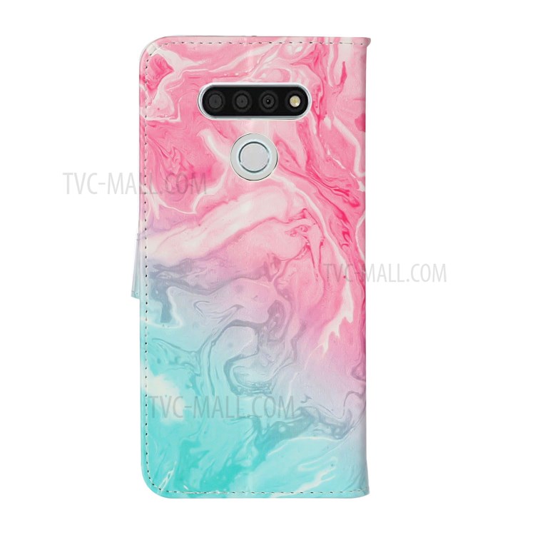 Pattern Printing Case Leather Wallet Stand Phone Cover for LG K51 - Pink/Blue-4