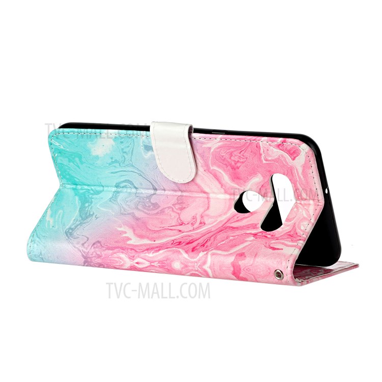 Pattern Printing Case Leather Wallet Stand Phone Cover for LG K51 - Pink/Blue-5