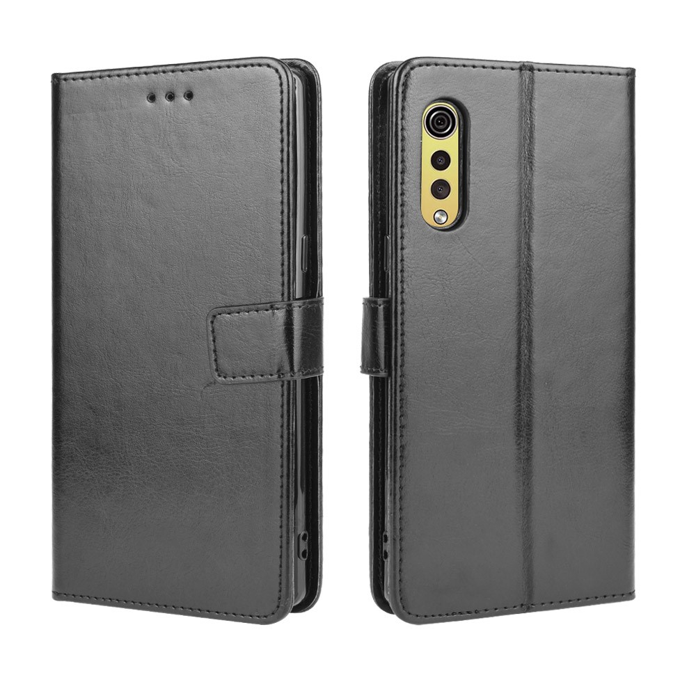 Crazy Horse Texture Wallet Stand Leather Phone Case for LG Velvet - Black-2