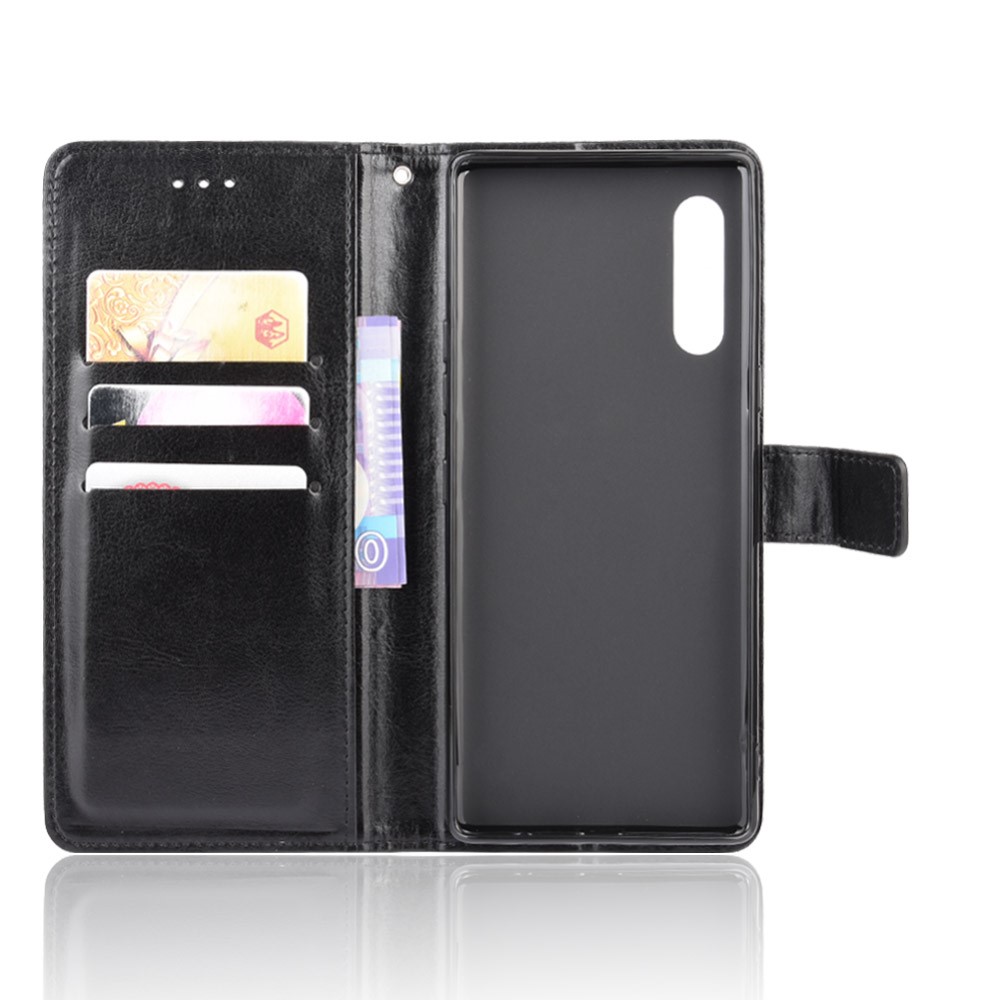 Crazy Horse Texture Wallet Stand Leather Phone Case for LG Velvet - Black-4