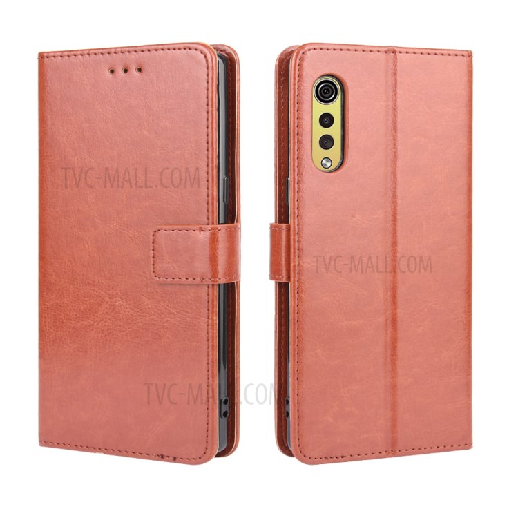 Crazy Horse Texture Wallet Stand Leather Phone Case for LG Velvet - Brown-2