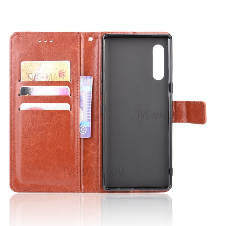 Crazy Horse Texture Wallet Stand Leather Phone Case for LG Velvet - Brown-4
