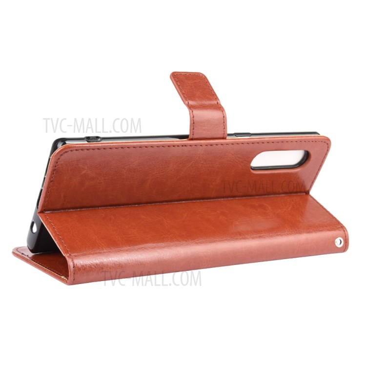 Crazy Horse Texture Wallet Stand Leather Phone Case for LG Velvet - Brown-6
