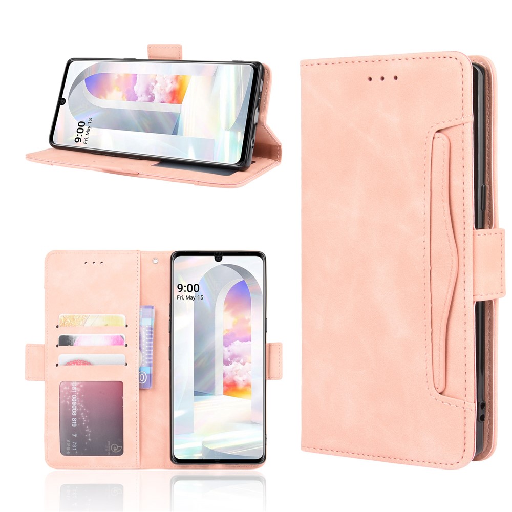 Wallet Leather Phone Case with Multiple Card Slots for LG Velvet - Rose Gold-1