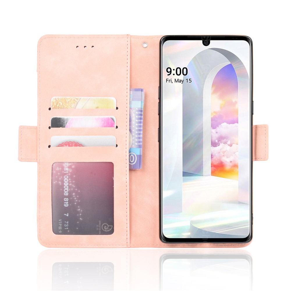 Étui de Téléphone en Cuir de Portefeuille Avec Plusieurs Emplacements de Carte Pour LG Velvet - or Rose-5