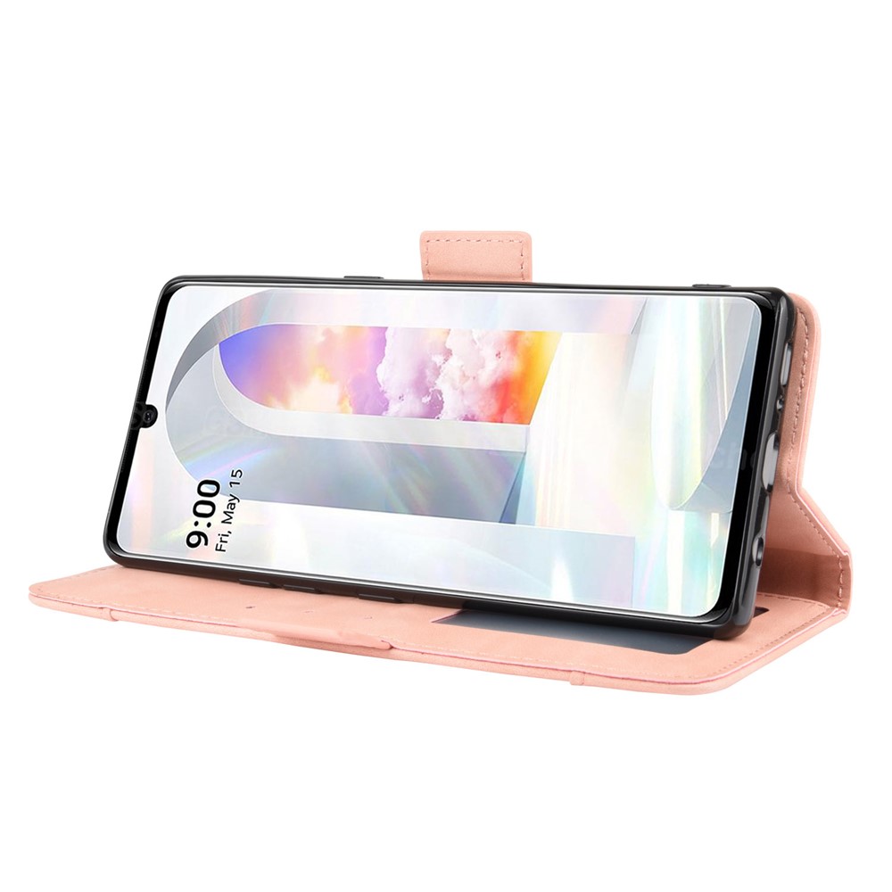 Étui de Téléphone en Cuir de Portefeuille Avec Plusieurs Emplacements de Carte Pour LG Velvet - or Rose-6