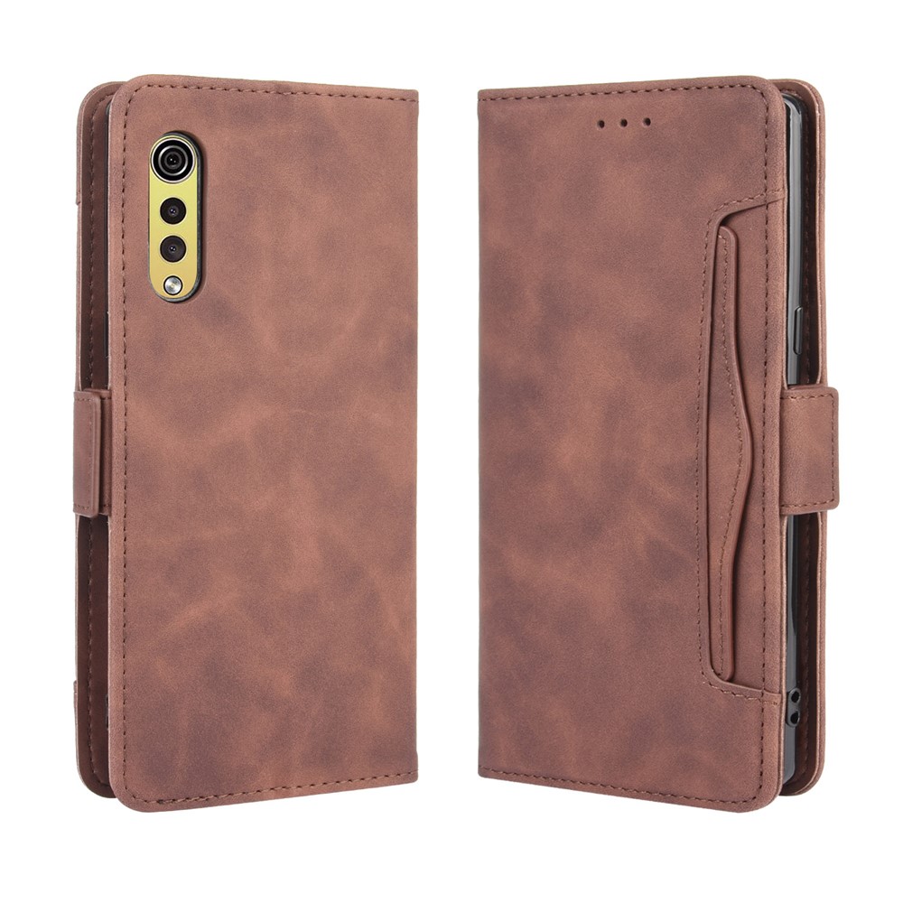 Wallet Leather Phone Case with Multiple Card Slots for LG Velvet - Brown-2