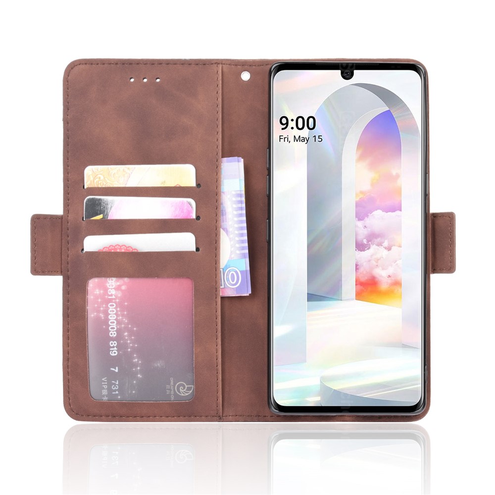 Wallet Leather Phone Case with Multiple Card Slots for LG Velvet - Brown-5